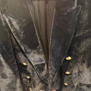 Black Velvet Blazer with Gold Buttons